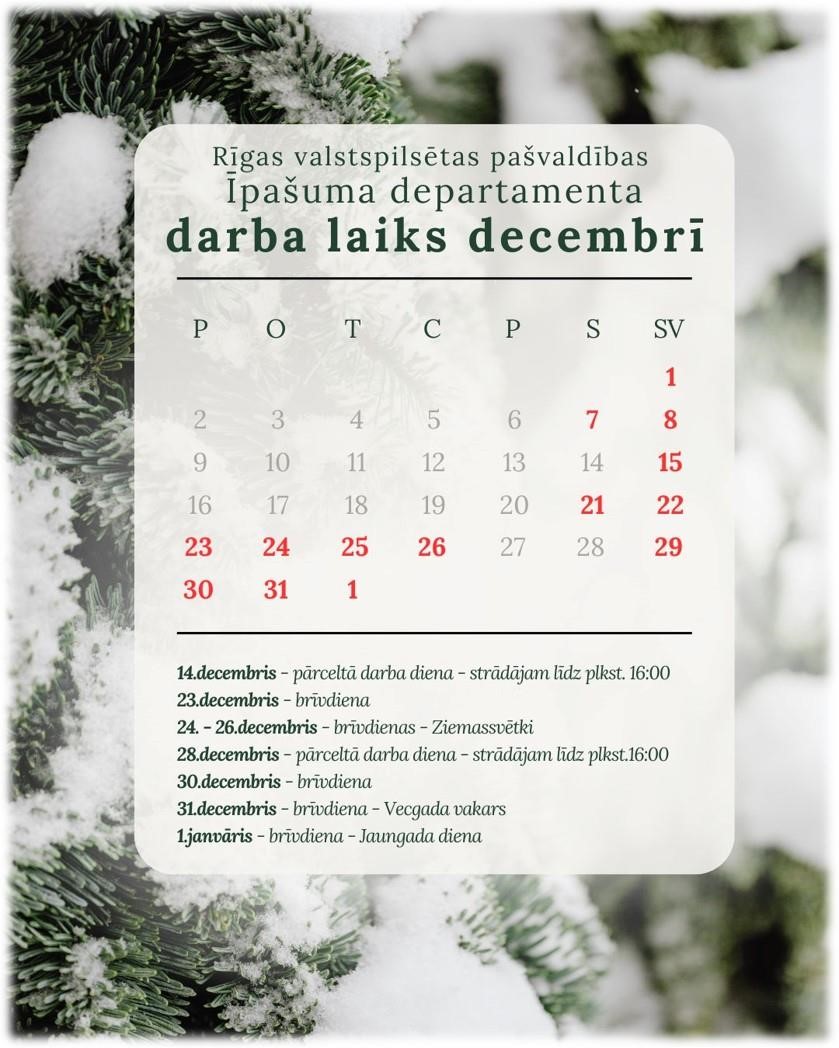 Darba laiks decembrī